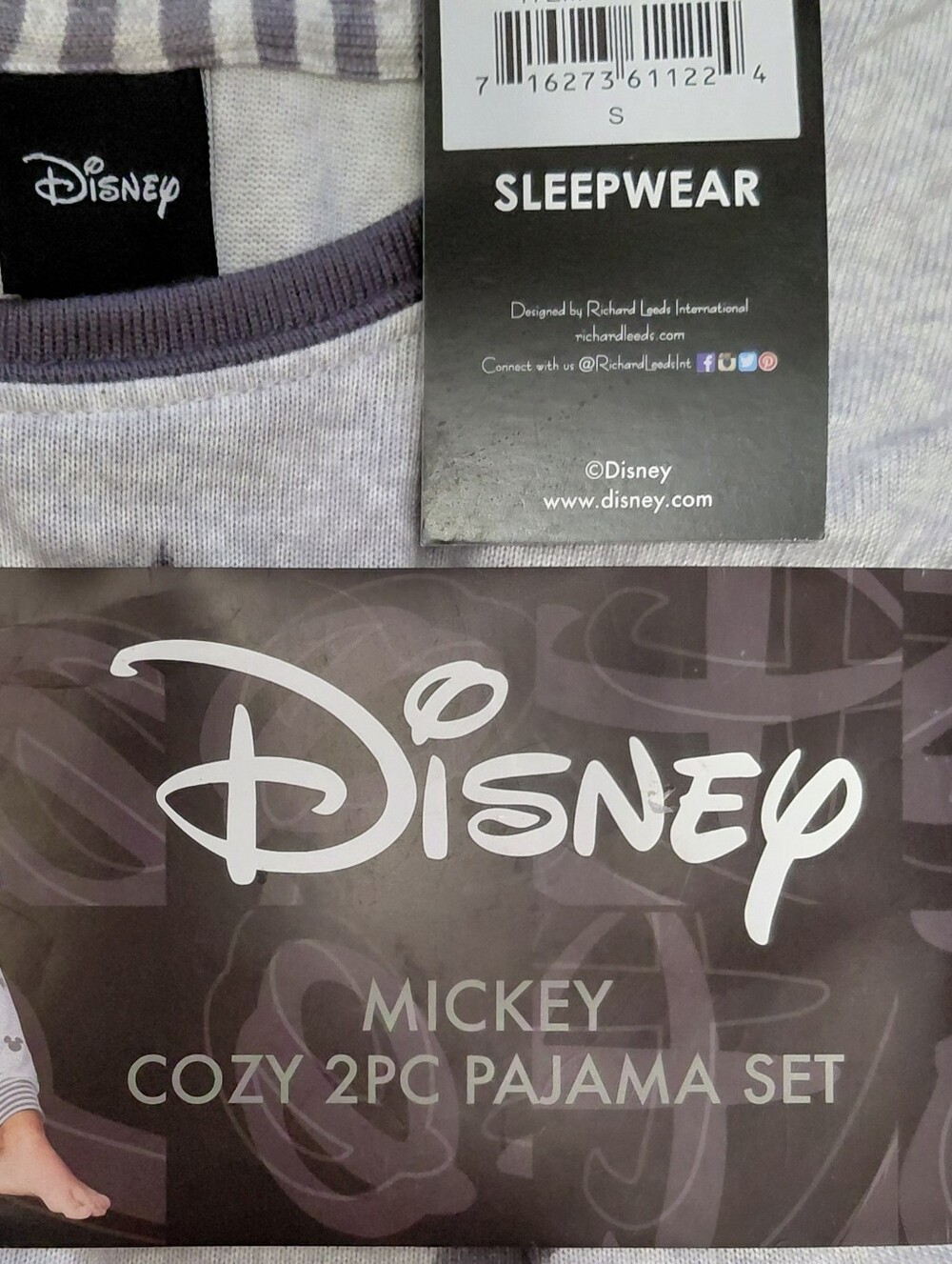 Disney Mickey & Stars Womens 2-Piece Pajama Set Gray NWT - Picture 3 of 5